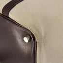 HERMES Toile H Picotin PM Bag Canvas Leather Beige Brown Silver Auth bs29741-15