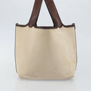 HERMES Toile H Picotin PM Bag Canvas Leather Beige Brown Silver Auth bs29741-4