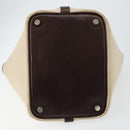 HERMES Toile H Picotin PM Bag Canvas Leather Beige Brown Silver Auth bs29741-5