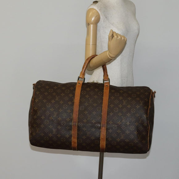 LOUIS VUITTON Monogram Keepall Bandouliere 55 Boston Bag M41414 LV Auth bs29746
