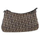 Christian Dior Trotter Canvas Pouch Brown Silver Auth bs29749-1