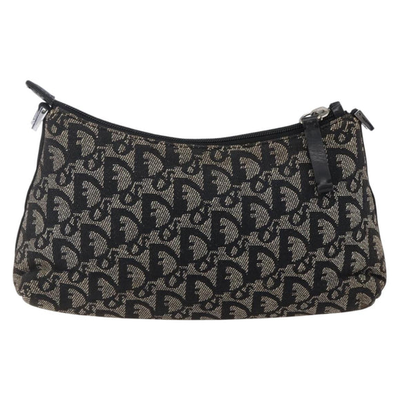 Christian Dior Trotter Canvas Pouch Brown Silver Auth bs29749