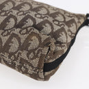 Christian Dior Trotter Canvas Pouch Brown Silver Auth bs29749-7