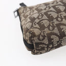 Christian Dior Trotter Canvas Pouch Brown Silver Auth bs29749-14