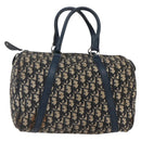 Christian Dior Trotter Canvas mini Boston Bag Navy Gold Auth bs29750-1