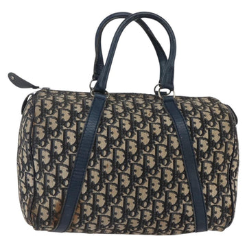 Christian Dior Trotter Canvas mini Boston Bag Navy Gold Auth bs29750