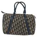Christian Dior Trotter Canvas mini Boston Bag Navy Gold Auth bs29750-2