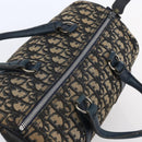 Christian Dior Trotter Canvas mini Boston Bag Navy Gold Auth bs29750-6