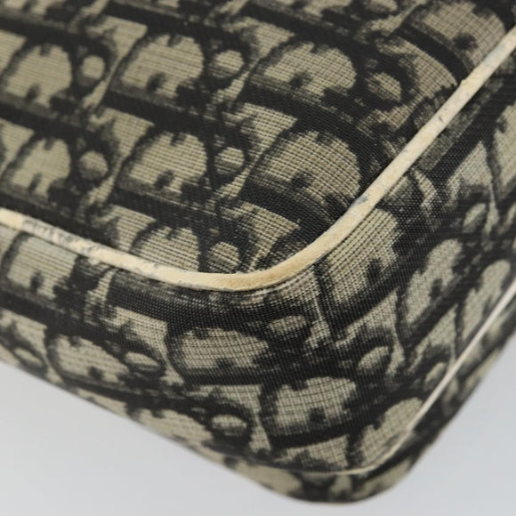 Christian Dior Trotter Canvas Shoulder Bag PVC Black Silver Auth bs29752