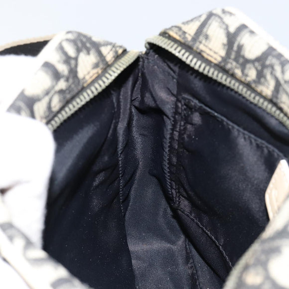 Christian Dior Trotter Canvas Shoulder Bag PVC Black Silver Auth bs29752