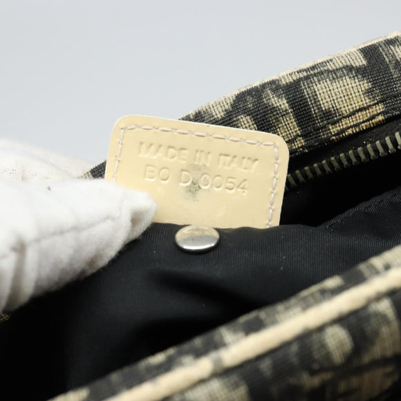 Christian Dior Trotter Canvas Shoulder Bag PVC Black Silver Auth bs29752