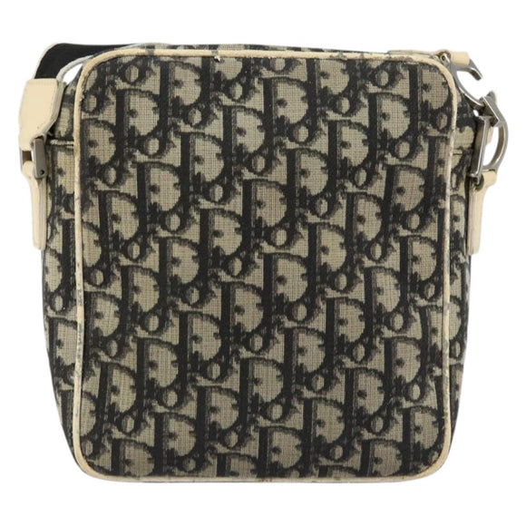 Christian Dior Trotter Canvas Shoulder Bag PVC Black Silver Auth bs29752