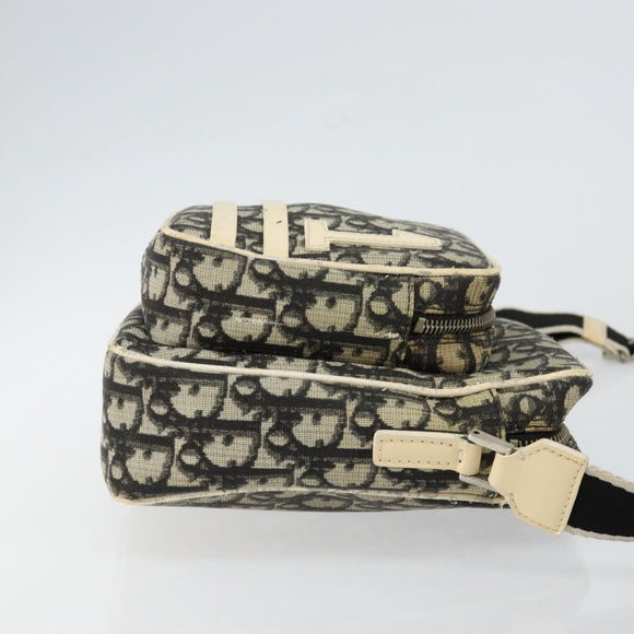 Christian Dior Trotter Canvas Shoulder Bag PVC Black Silver Auth bs29752