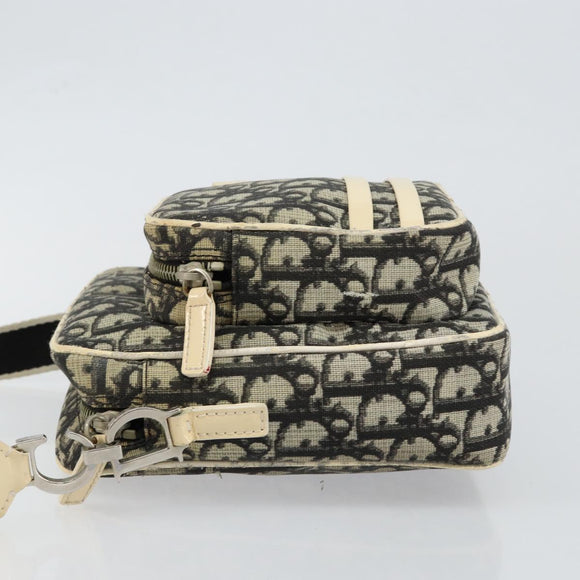 Christian Dior Trotter Canvas Shoulder Bag PVC Black Silver Auth bs29752