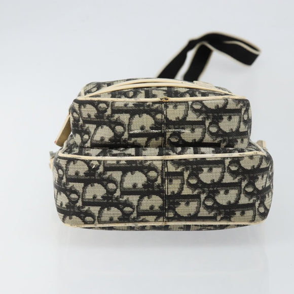 Christian Dior Trotter Canvas Shoulder Bag PVC Black Silver Auth bs29752