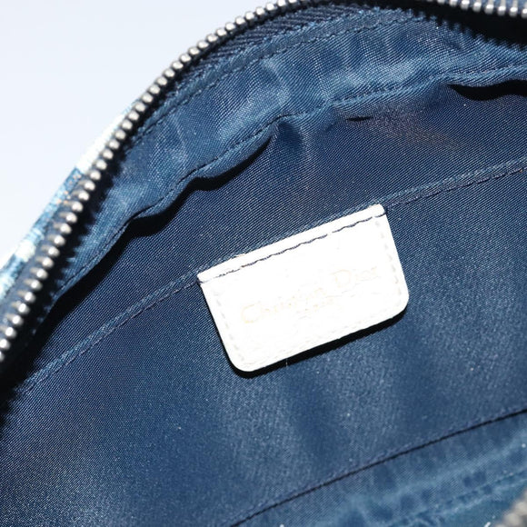 Christian Dior Trotter Canvas Shoulder Bag PVC Navy Silver Auth bs29753