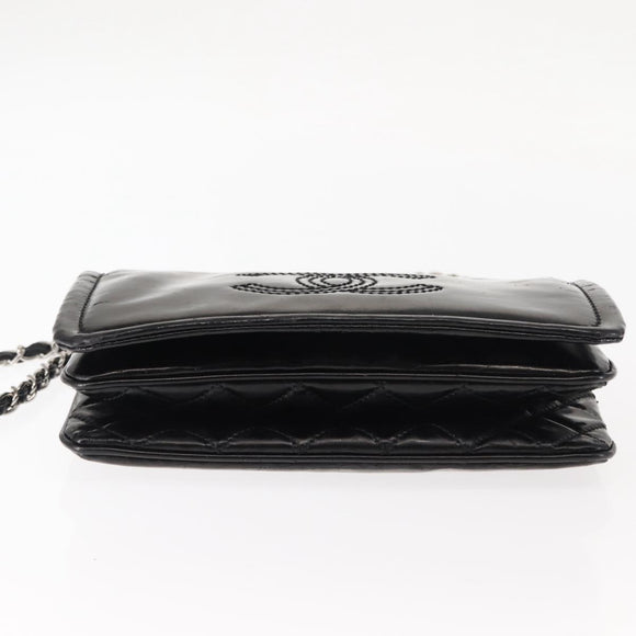 CHANEL Chain Shoulder Bag Patent leather Black Gold CC Auth bs29761