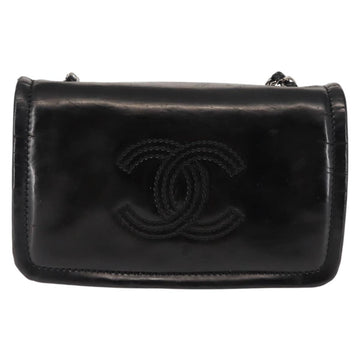 CHANEL Chain Shoulder Bag Patent leather Black Gold CC Auth bs29761 - 0