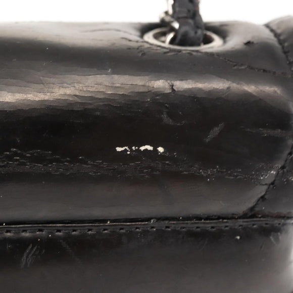 CHANEL Chain Shoulder Bag Patent leather Black Gold CC Auth bs29761