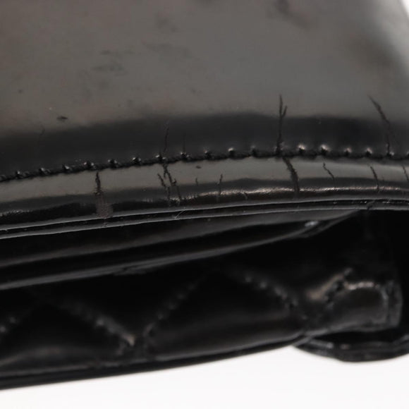 CHANEL Chain Shoulder Bag Patent leather Black Gold CC Auth bs29761