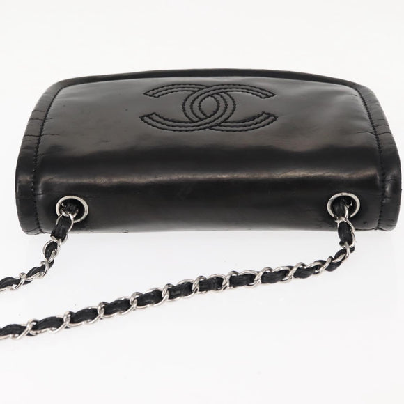 CHANEL Chain Shoulder Bag Patent leather Black Gold CC Auth bs29761