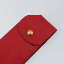 HERMES Glasses Case Leather Red Gold Auth bs29762-8