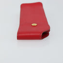 HERMES Glasses Case Leather Red Gold Auth bs29762-5