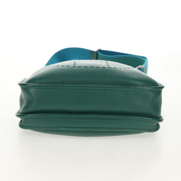 HERMES Evelyn 3 GM Shoulder Bag Leather Green Auth bs29763A