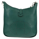 HERMES Evelyn 3 GM Shoulder Bag Leather Green Auth bs29763A-13