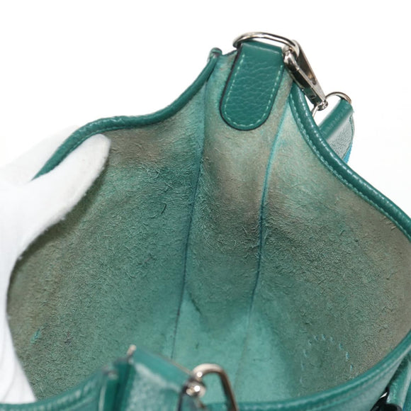 HERMES Evelyn 3 GM Shoulder Bag Leather Green Auth bs29763A