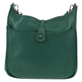 HERMES Evelyn 3 GM Shoulder Bag Leather Green Auth bs29763A - 0