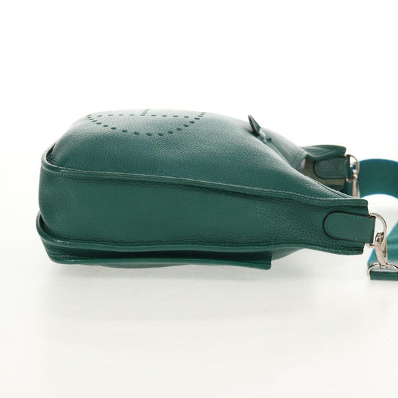 HERMES Evelyn 3 GM Shoulder Bag Leather Green Auth bs29763A
