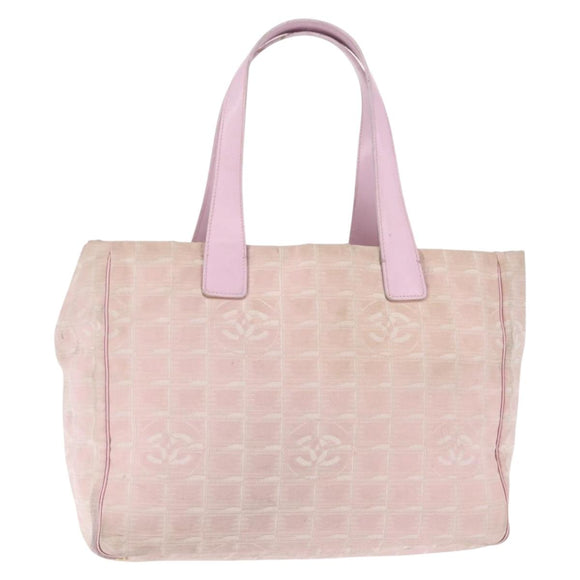 CHANEL New Travel Line Tote Bag Nylon Pink CC Auth bs29764