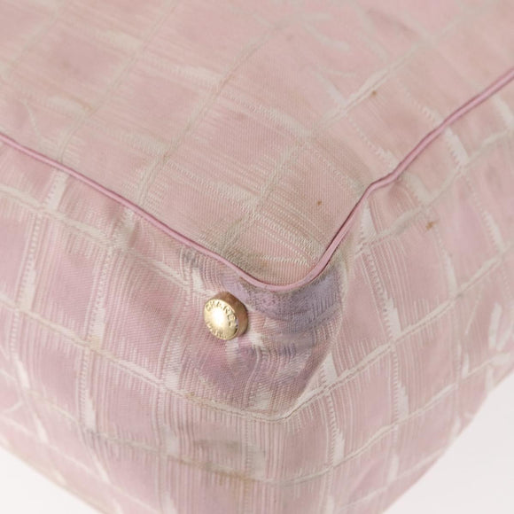 CHANEL New Travel Line Tote Bag Nylon Pink CC Auth bs29764