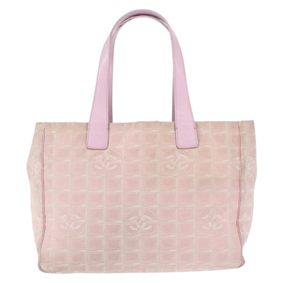 CHANEL New Travel Line Tote Bag Nylon Pink CC Auth bs29764
