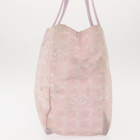 CHANEL New Travel Line Tote Bag Nylon Pink CC Auth bs29764