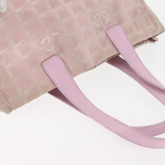 CHANEL New Travel Line Tote Bag Nylon Pink CC Auth bs29764