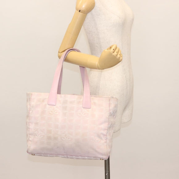CHANEL New Travel Line Tote Bag Nylon Pink CC Auth bs29765