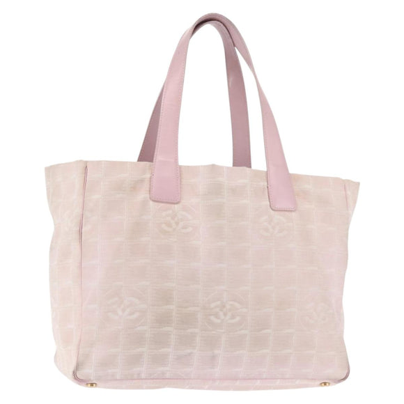 CHANEL New Travel Line Tote Bag Nylon Pink CC Auth bs29765