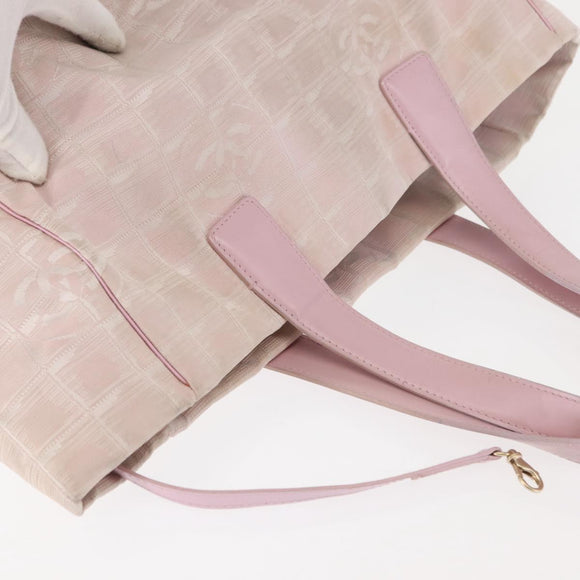 CHANEL New Travel Line Tote Bag Nylon Pink CC Auth bs29765