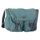 PRADA Shoulder Bag Nylon Green Silver Auth bs29768-1