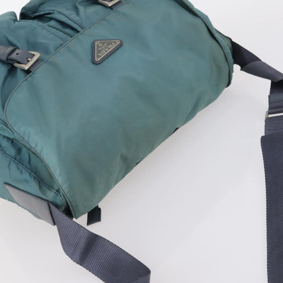 PRADA Shoulder Bag Nylon Green Silver Auth bs29768