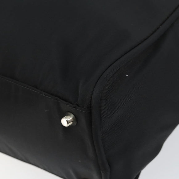 PRADA Tote Bag Nylon Black Silver Auth bs29772