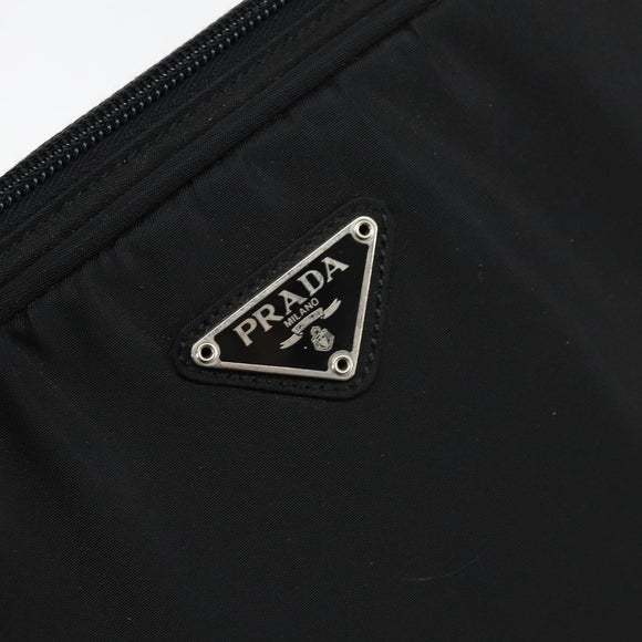PRADA Tote Bag Nylon Black Silver Auth bs29772
