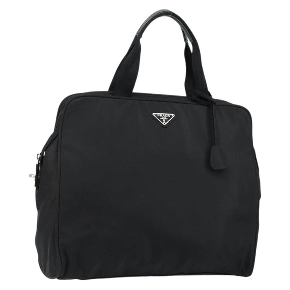 PRADA Tote Bag Nylon Black Silver Auth bs29772