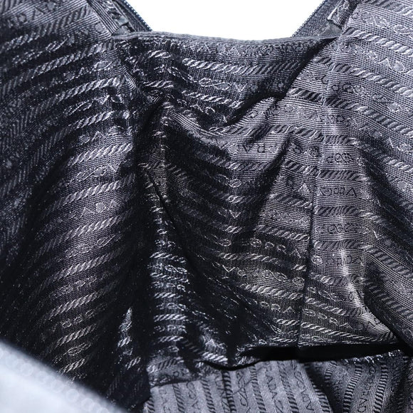 PRADA Tote Bag Nylon Black Silver Auth bs29772
