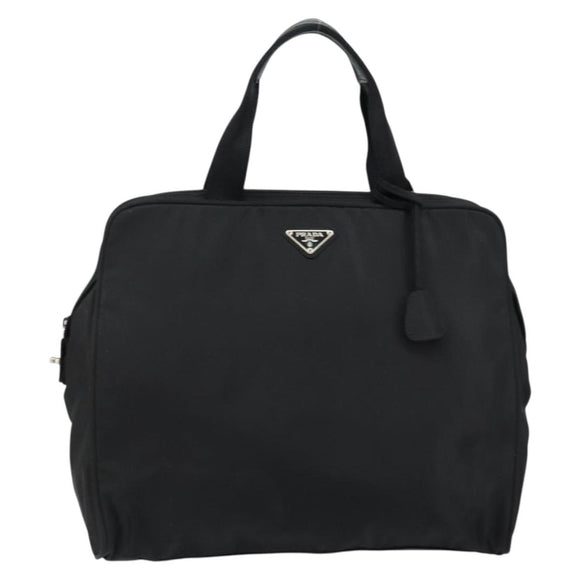 PRADA Tote Bag Nylon Black Silver Auth bs29772