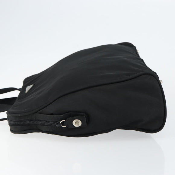 PRADA Tote Bag Nylon Black Silver Auth bs29772
