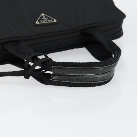 PRADA Tote Bag Nylon Black Silver Auth bs29772