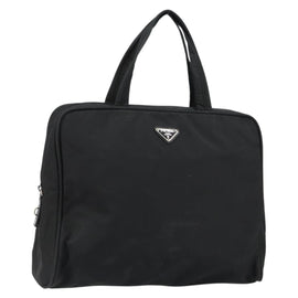PRADA Tote Bag Nylon Black Silver Auth bs29773